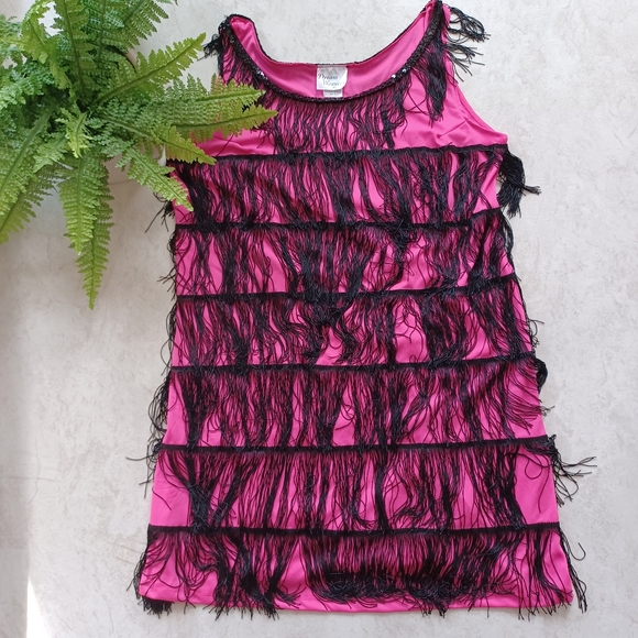 Dream Weaver Pink & Black Fringe Flapper Dress 1X - Picture 4 of 9